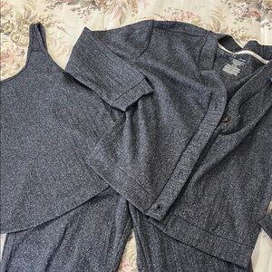 Women's Navy Blue Pants, cardigan  & tank Set. New live 2 lounge set